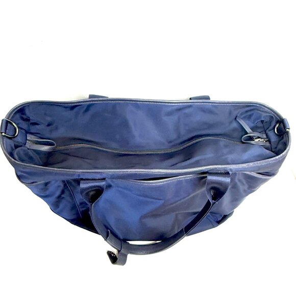 Tumi Nylon Double Leather Handles Zip Top Travel Carry On Tote Bag Womens Blue - Picture 12 of 13